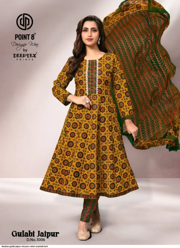 Deeptex Gulabi Jaipur Vol 3 Anarkali Kurti Pant With Dupatta Catalog Wholesale Collection - Image 6