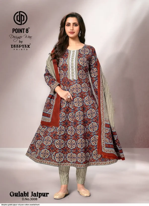 Deeptex Gulabi Jaipur Vol 3 Anarkali Kurti Pant With Dupatta Catalog Wholesale Collection - Image 8