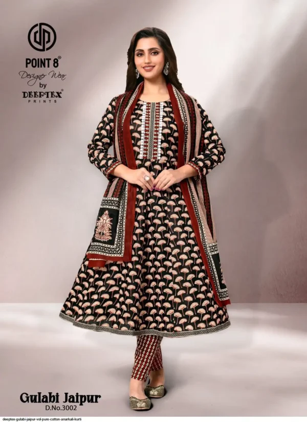 Deeptex Gulabi Jaipur Vol 3 Anarkali Kurti Pant With Dupatta Catalog Wholesale Collection - Image 3