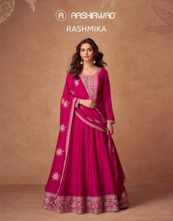 Aashirwad Rashmika Designer Silk Gown With Dupatta Catalog Wholesale Collection Exporter