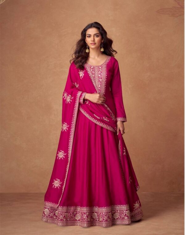 Aashirwad Rashmika Designer Silk Gown With Dupatta Catalog Wholesale Collection Exporter - Image 5