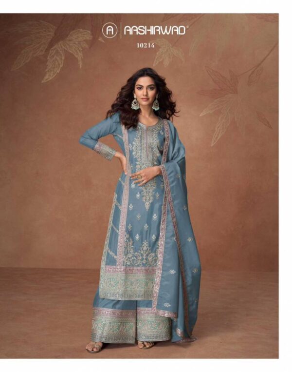 Aashirwad Tashi Organza Shimmer Silk Salwar Kameez Catalog Wholesale Collection Exporter - Image 2