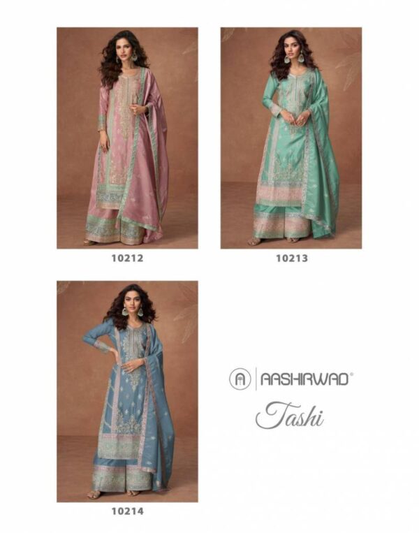 Aashirwad Tashi Organza Shimmer Silk Salwar Kameez Catalog Wholesale Collection Exporter - Image 5