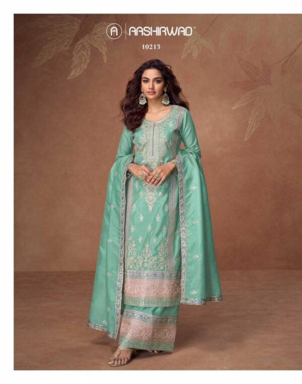 Aashirwad Tashi Organza Shimmer Silk Salwar Kameez Catalog Wholesale Collection Exporter - Image 3
