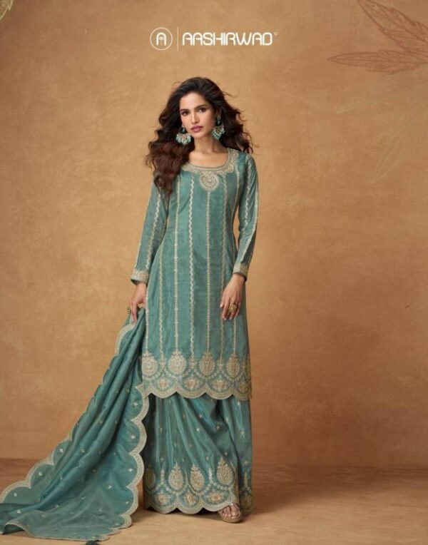 Aashirwad Saumya Organza Shimmer Silk Salwar Kameez Catalog Wholesale Collection Exporter