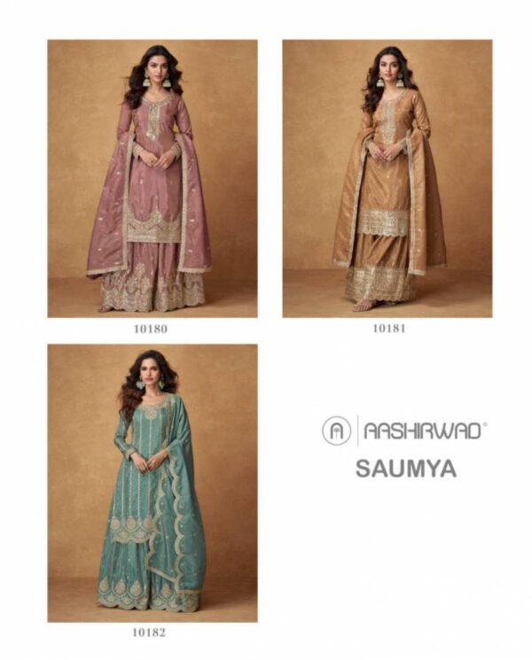 Aashirwad Saumya Organza Shimmer Silk Salwar Kameez Catalog Wholesale Collection Exporter - Image 5