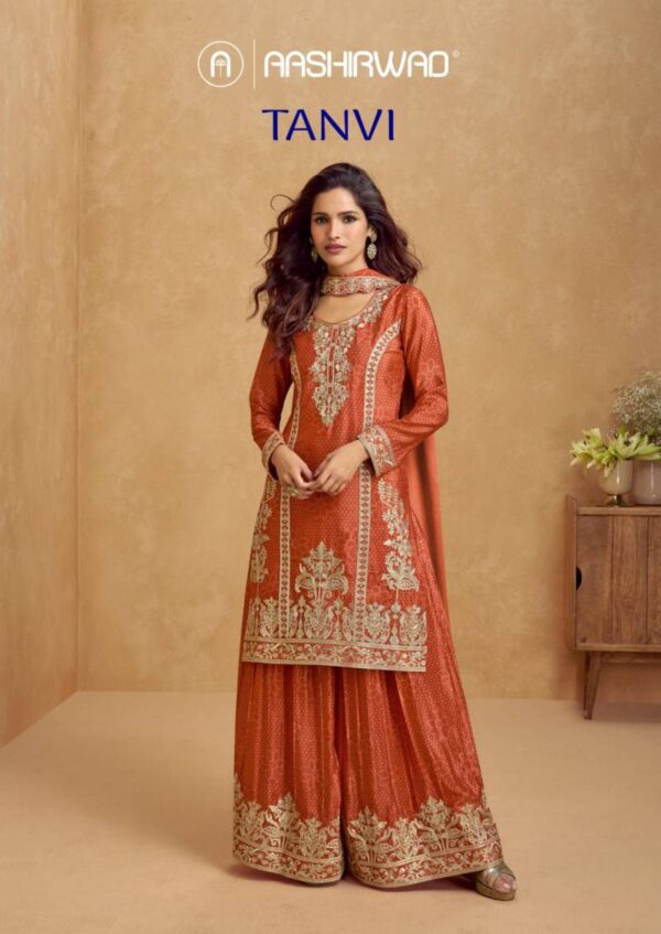 Aashirwad Tanvi Chinon Silk Designer Salwar Kameez Catalog Wholesale Collection Supplier