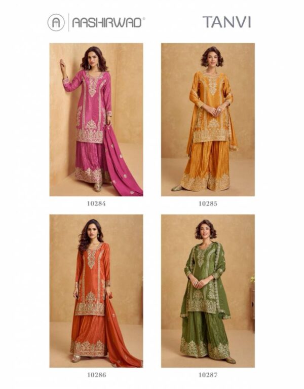 Aashirwad Tanvi Chinon Silk Designer Salwar Kameez Catalog Wholesale Collection Supplier - Image 6