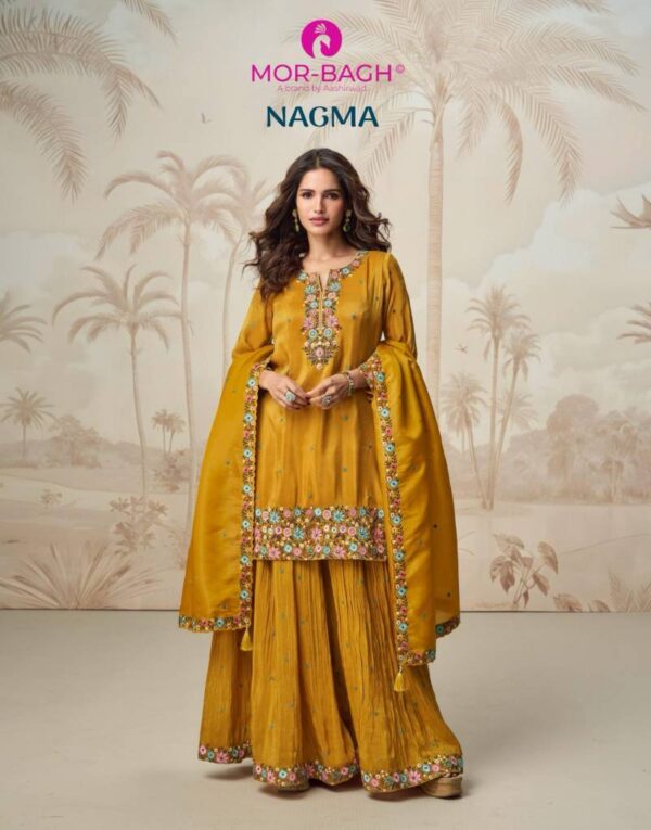 Aashirwad Mor Bagh Nagma Organza Simmer Silk Salwar Suits Wholesale Catalog Collection Exporter