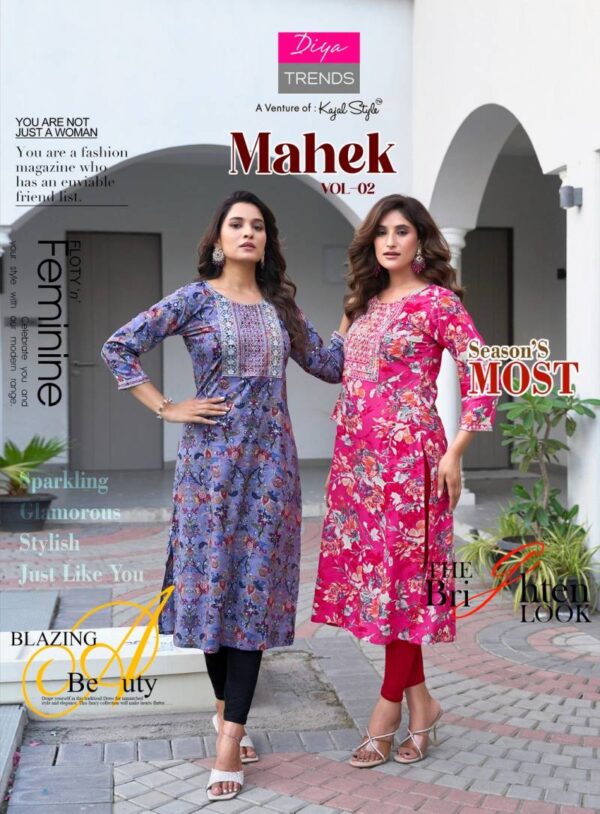 Mahek Vol 2 By Diya Trends Rayon Printed Kurti Catalog Wholesale Collection Exporter