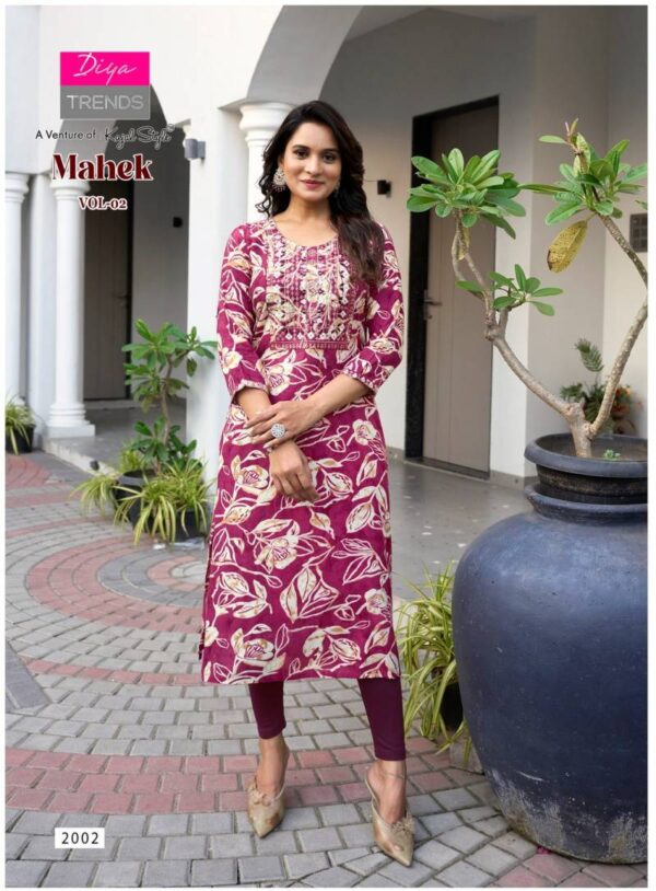 Mahek Vol 2 By Diya Trends Rayon Printed Kurti Catalog Wholesale Collection Exporter - Image 3