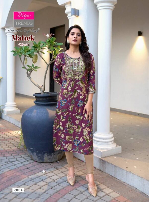 Mahek Vol 2 By Diya Trends Rayon Printed Kurti Catalog Wholesale Collection Exporter - Image 4
