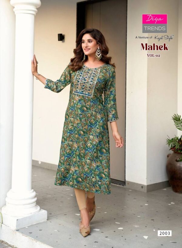 Mahek Vol 2 By Diya Trends Rayon Printed Kurti Catalog Wholesale Collection Exporter - Image 6