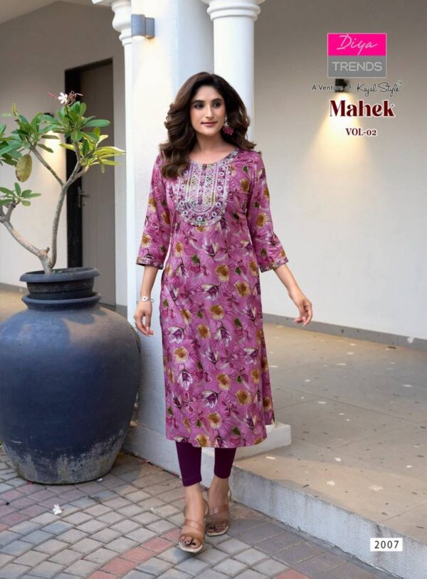 Mahek Vol 2 By Diya Trends Rayon Printed Kurti Catalog Wholesale Collection Exporter - Image 7