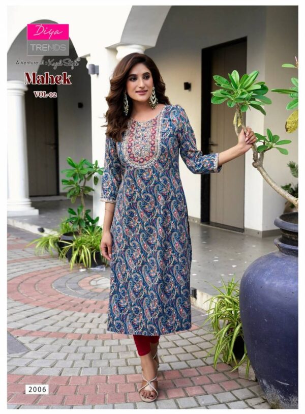Mahek Vol 2 By Diya Trends Rayon Printed Kurti Catalog Wholesale Collection Exporter - Image 9