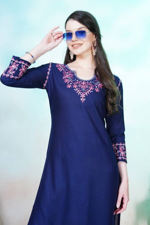 Rasili Nx Anokhi Rayon Embroidered Kurti WIth Bottom Catalog Wholesale Collection Exporter - Image 2