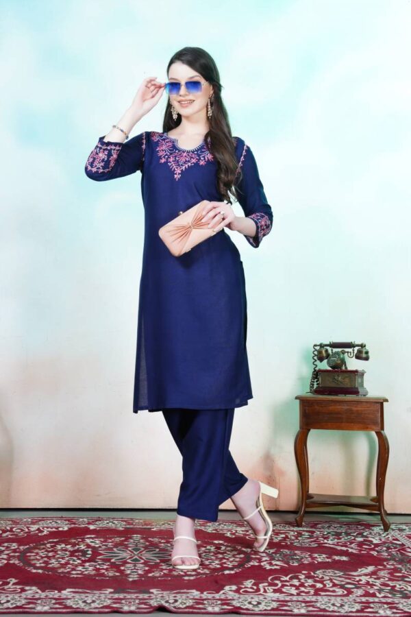 Rasili Nx Anokhi Rayon Embroidered Kurti WIth Bottom Catalog Wholesale Collection Exporter - Image 3