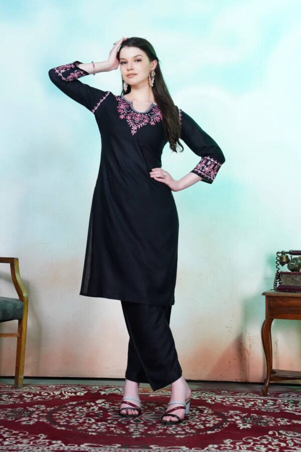 Rasili Nx Anokhi Rayon Embroidered Kurti WIth Bottom Catalog Wholesale Collection Exporter