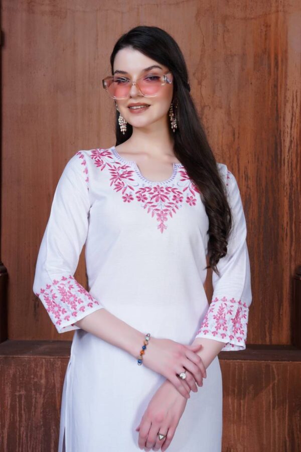 Rasili Nx Anokhi Rayon Embroidered Kurti WIth Bottom Catalog Wholesale Collection Exporter - Image 8
