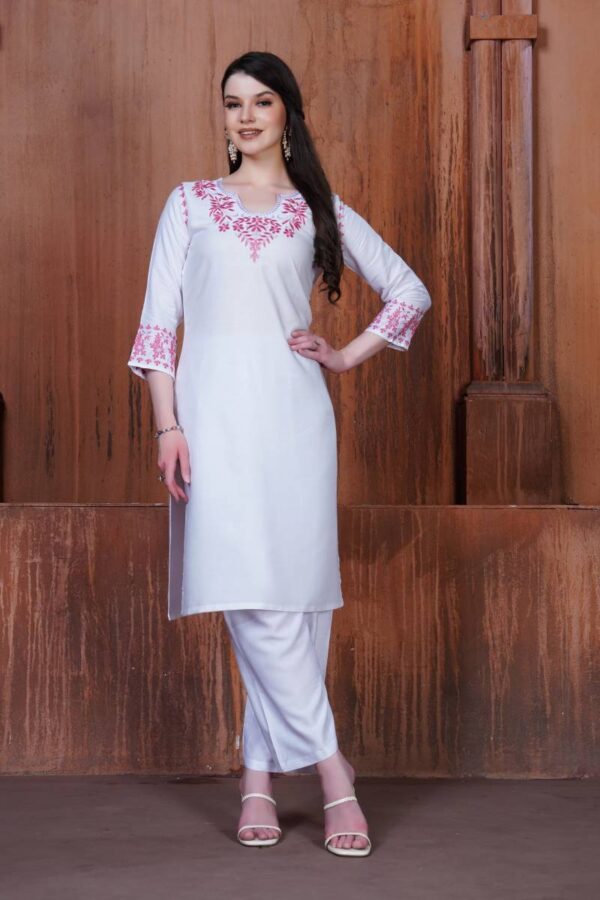 Rasili Nx Anokhi Rayon Embroidered Kurti WIth Bottom Catalog Wholesale Collection Exporter - Image 9