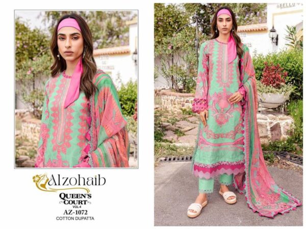 Alzohaib Queen Court Vol 4 Cotton Printed Pakistani Salwar Suits Catalog Wholesale Collection - Image 2