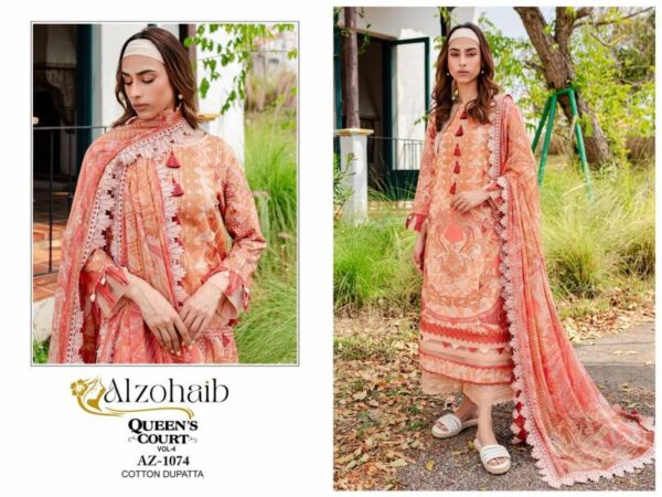 Alzohaib Queen Court Vol 4 Cotton Printed Pakistani Salwar Suits Catalog Wholesale Collection - Image 3