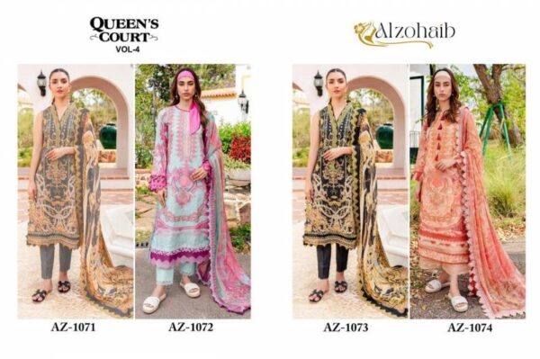 Alzohaib Queen Court Vol 4 Cotton Printed Pakistani Salwar Suits Catalog Wholesale Collection - Image 6