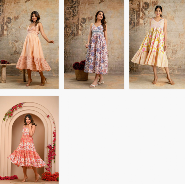Naisha K 108 Fine Cotton Midi Dress Catalog Wholesale Collection - Image 5