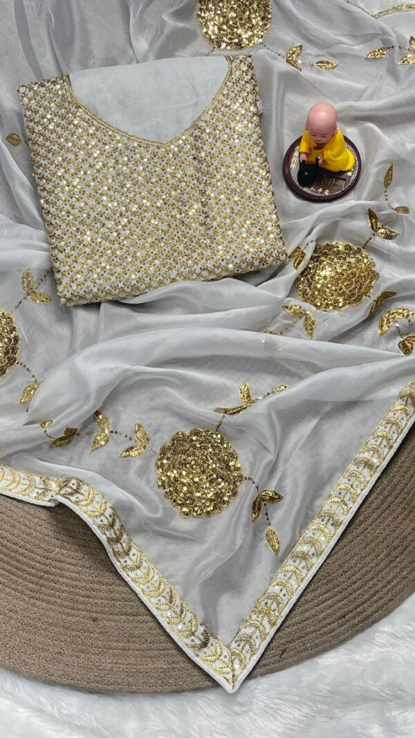 Vt 733 T Designer Georgette Embroidered Stylish Sarees Catalog Wholesale Collection Exporter - Image 3