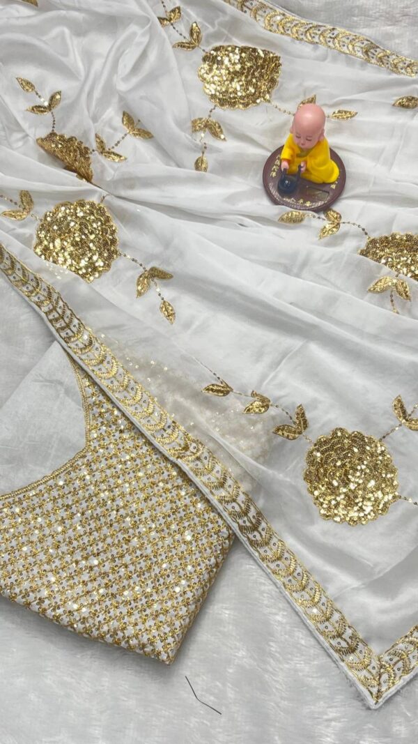 Vt 733 T Designer Georgette Embroidered Stylish Sarees Catalog Wholesale Collection Exporter - Image 5