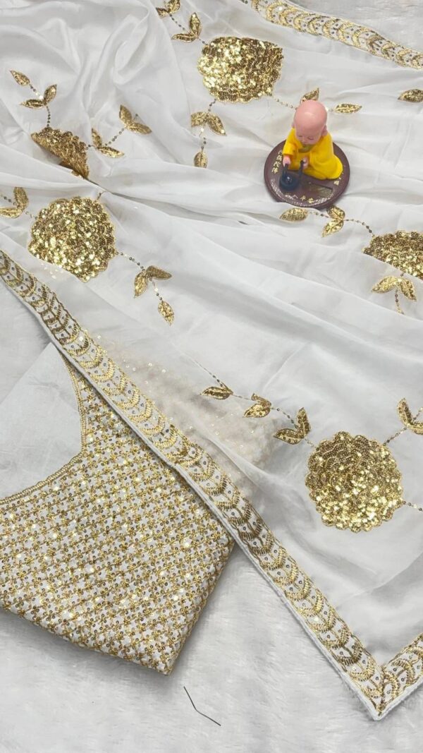 Vt 733 T Designer Georgette Embroidered Stylish Sarees Catalog Wholesale Collection Exporter - Image 7