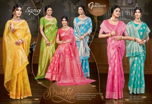 Saroj Baghban Linen Vol 1 Festive Wear Stylish Linen Sarees Catalog Wholesale Collection Exporter - Image 2