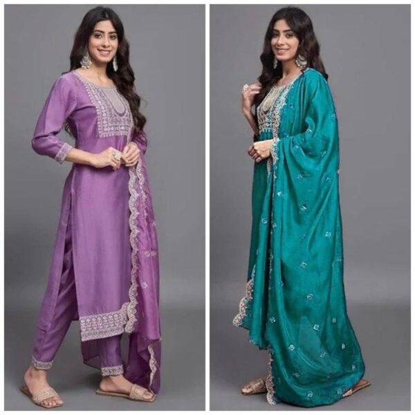 9star fashion Mosam Viscose Embroidered Kurti Bottom With Dupatta Catalog Wholesale Collection Exporter - Image 3