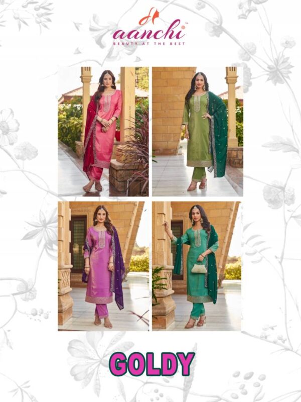 Aanchi Goldy Roman Shimmer Readymade Catalog Wholesale Collection Exporter - Image 6