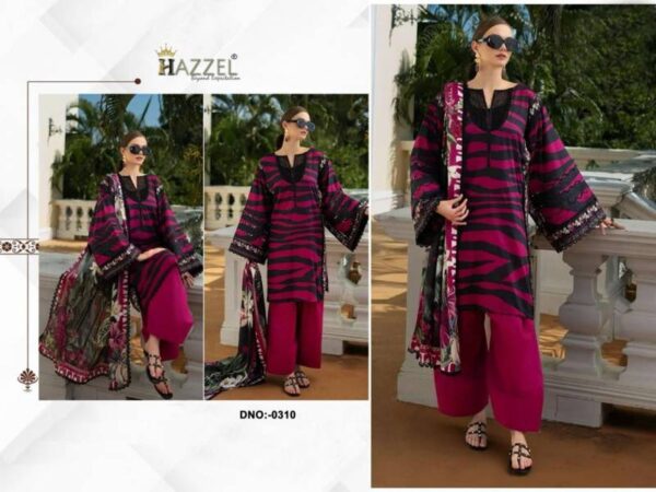 Hazzel 0310 And 0311 Chiffon Dupatta Embroidered Pakistani Suit Catalog Wholesale Collection Exporter - Image 3
