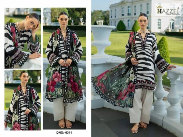 Hazzel 0310 And 0311 Chiffon Dupatta Embroidered Pakistani Suit Catalog Wholesale Collection Exporter - Image 2
