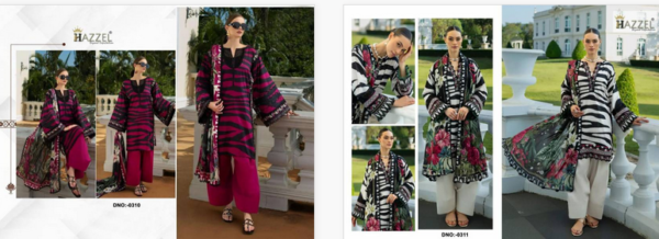 Hazzel 0310 And 0311 Chiffon Dupatta Embroidered Pakistani Suit Catalog Wholesale Collection Exporter - Image 4