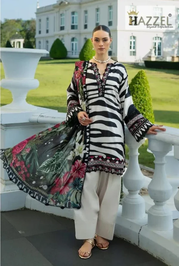 Hazzel 0310 And 0311 Chiffon Dupatta Embroidered Pakistani Suit Catalog Wholesale Collection Exporter