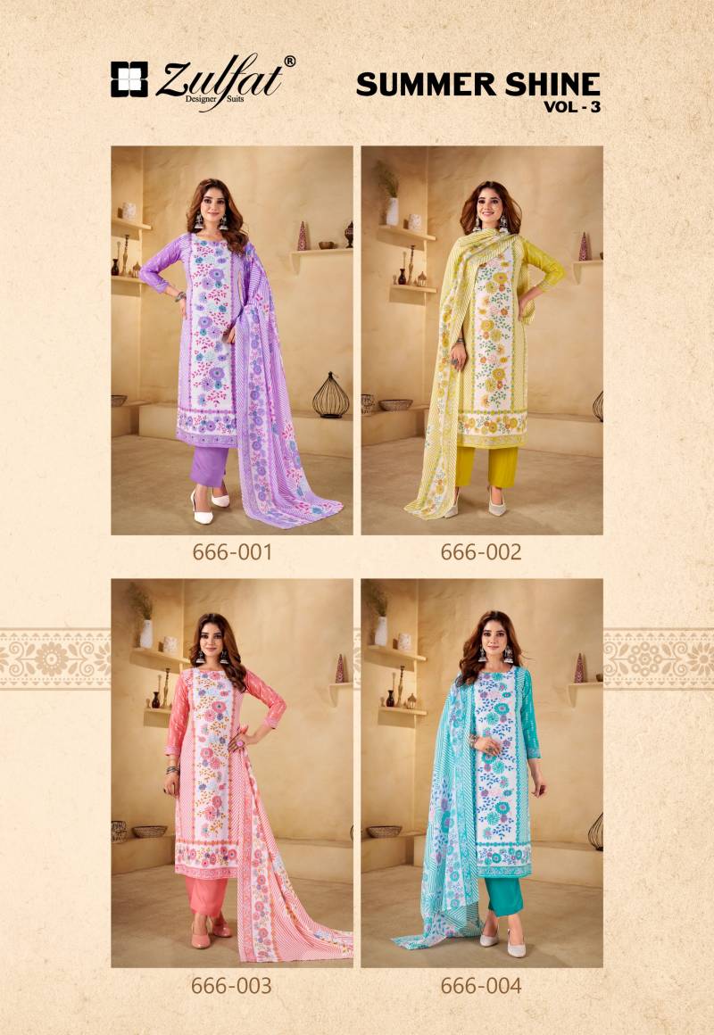 Zulfat Summer Shine Vol 3 Cotton Printed Dress Material Catalog Wholesale Collection Exporter - Image 7