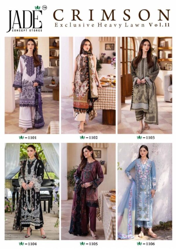 Jade Crimson Exclusive Lawn Vol 11 Dress Material Catalog Wholesale Collection Exporter - Image 8
