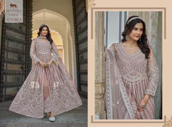 Senhora Mahira Butterfly Net Work Indo Western Catalog Wholesale Collection - Image 3
