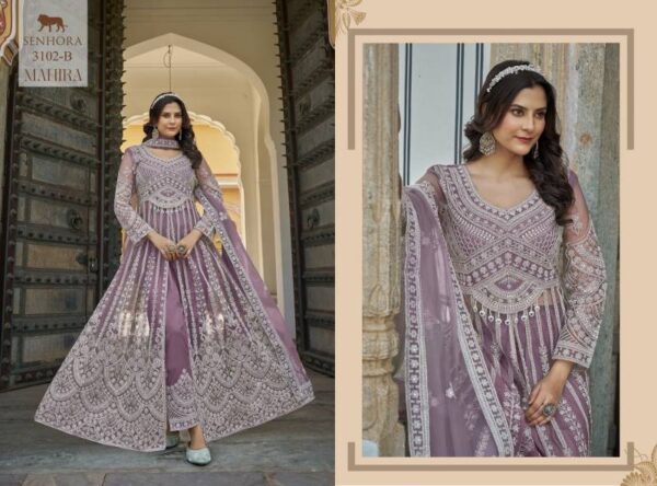 Senhora Mahira Butterfly Net Work Indo Western Catalog Wholesale Collection - Image 4