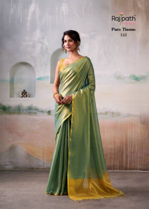 Rajpath Anvika Tissue Handloom Tissue Fancy Saree Catalog Wholesale Collection Exporter - Image 2