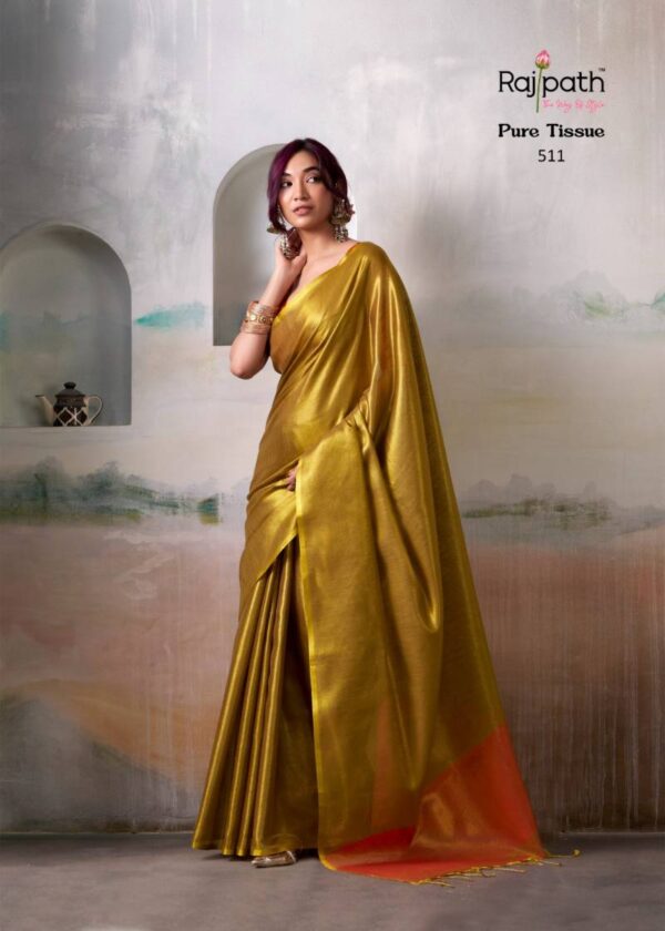 Rajpath Anvika Tissue Handloom Tissue Fancy Saree Catalog Wholesale Collection Exporter - Image 4