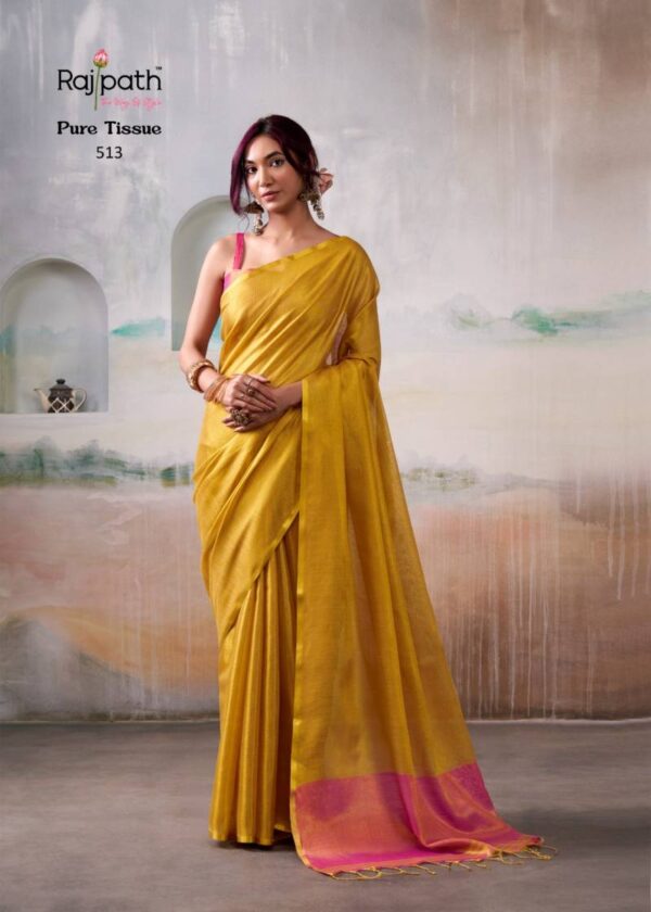 Rajpath Anvika Tissue Handloom Tissue Fancy Saree Catalog Wholesale Collection Exporter - Image 5
