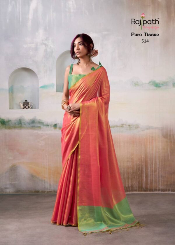 Rajpath Anvika Tissue Handloom Tissue Fancy Saree Catalog Wholesale Collection Exporter - Image 6