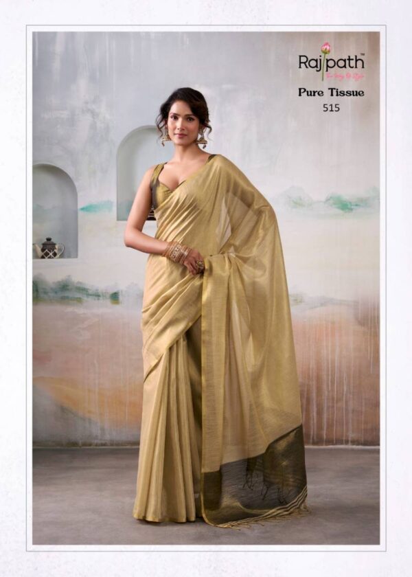 Rajpath Anvika Tissue Handloom Tissue Fancy Saree Catalog Wholesale Collection Exporter - Image 7