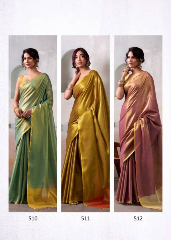 Rajpath Anvika Tissue Handloom Tissue Fancy Saree Catalog Wholesale Collection Exporter - Image 9