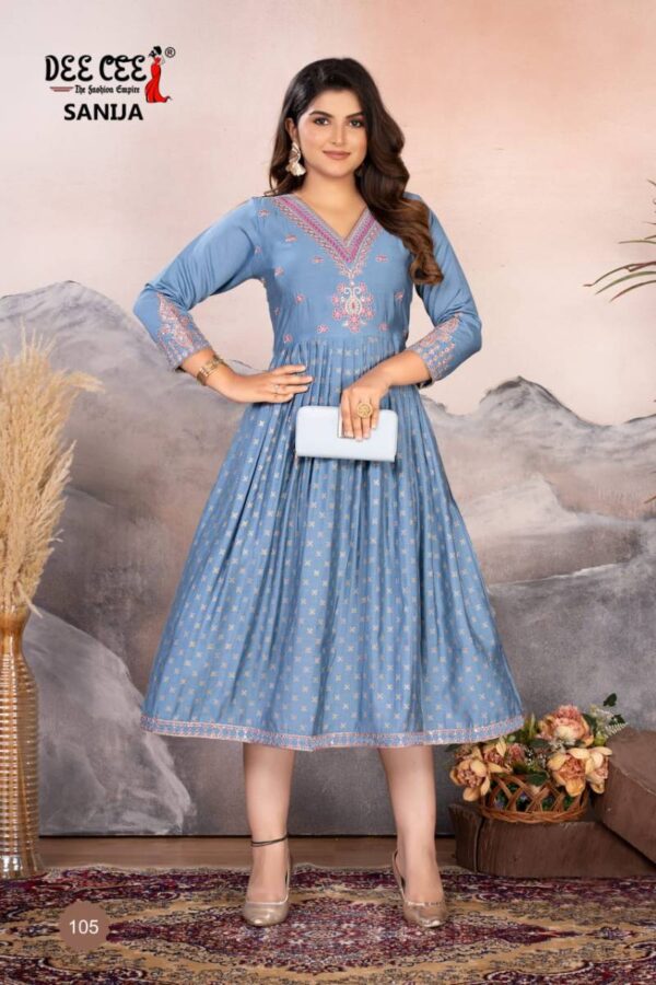 Deecee Sanija Roman Silk Flair Kurti Catalog Wholesale Collection Exporter - Image 6