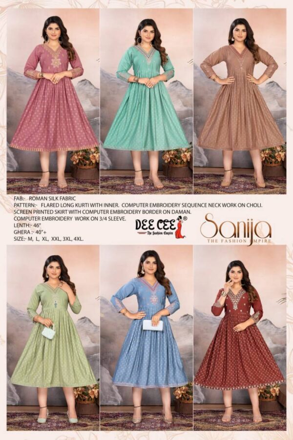Deecee Sanija Roman Silk Flair Kurti Catalog Wholesale Collection Exporter - Image 8